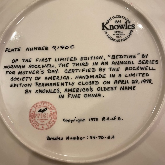Norman Rockwell Knowles Mother’s Day 1978 Plate - Official Rockwell Society - Picture 3 of 4